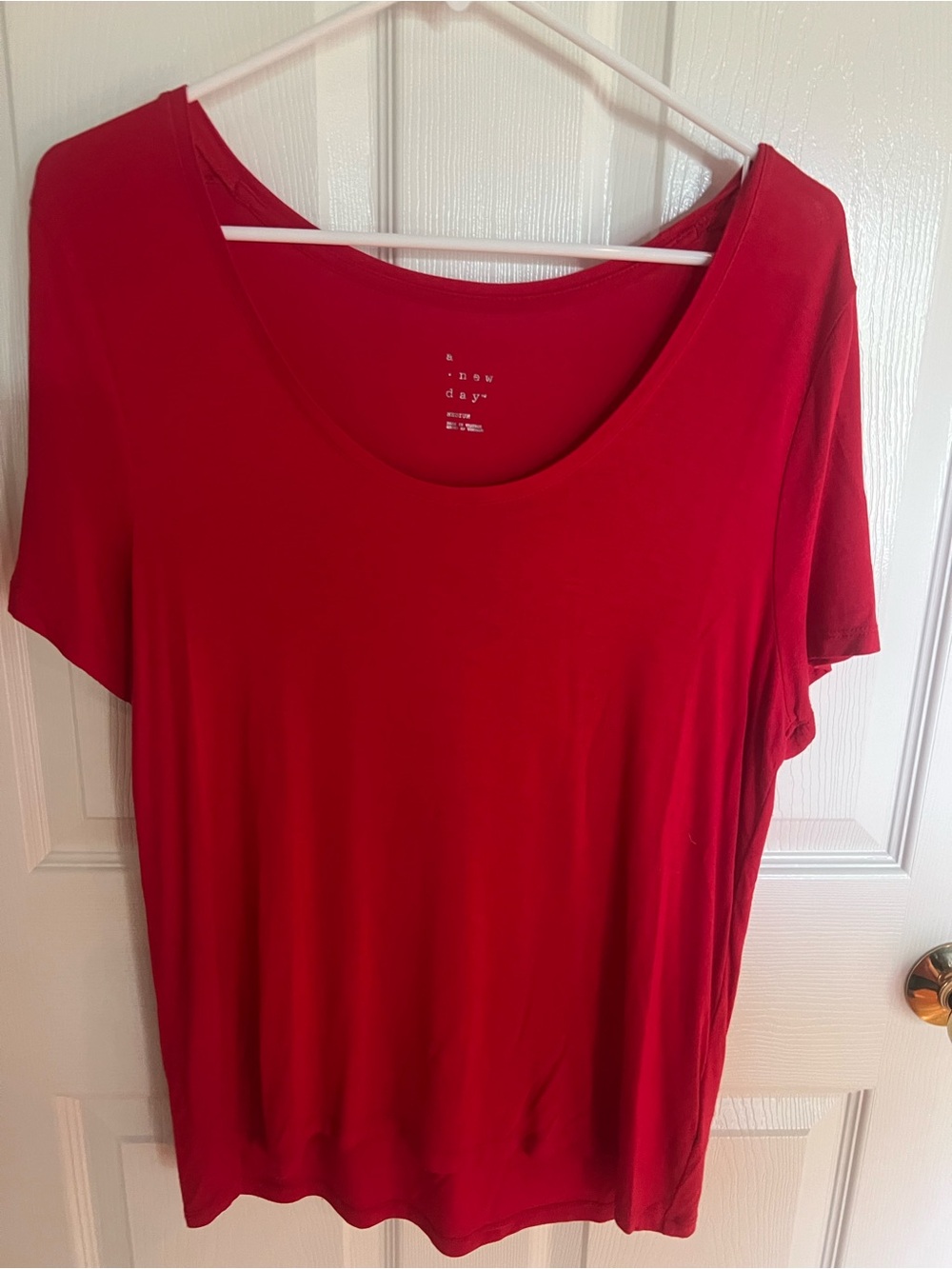 a new day Red Scoop Neck Short Sleeve Tee